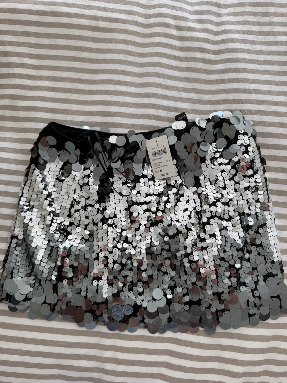 Windsor Silver Sequin Mini Skirt